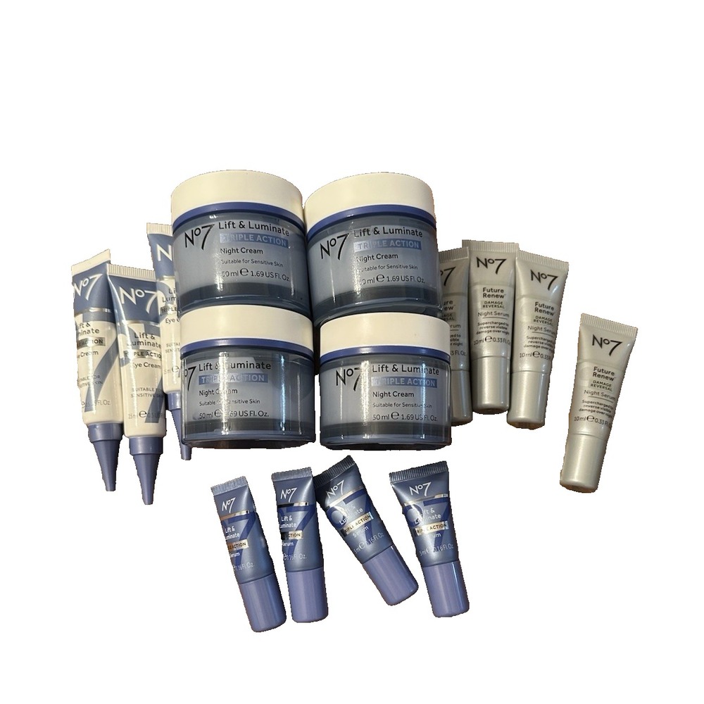 No 7 Skincare Lot of 15 Night Cream Eye Serum Ant Aging Future Renew Luminate